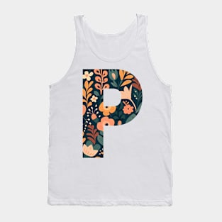 Whimsical Floral Letter P Tank Top